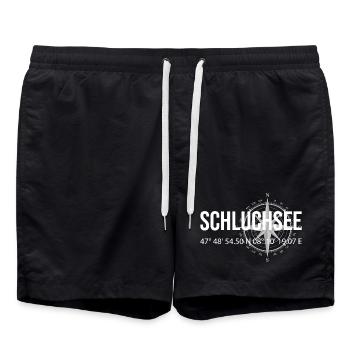 Koordinaten Schluchsee - Badeshorts - Schwarz - Vorne - AI Model Male 185 light (185cm)