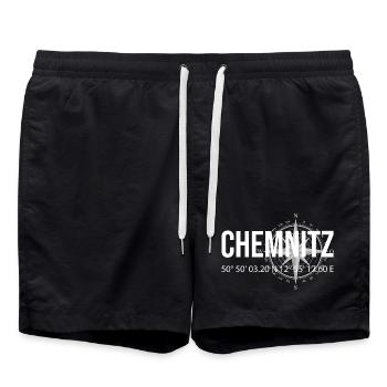 Koordinaten Chemnitz - Badeshorts - Schwarz - Vorne - AI Model Male 185 light (185cm)
