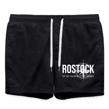 Koordinaten Rostock - Badeshorts - Schwarz - Vorne - AI Model Male 185 light (185cm)