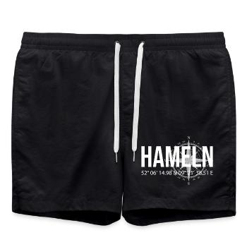 Koordinaten Hameln - Badeshorts - Schwarz - Vorne - AI Model Male 185 light (185cm)