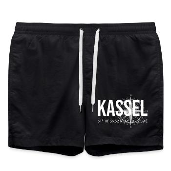 Koordinaten Kassel - Badeshorts - Schwarz - Vorne - AI Model Male 185 light (185cm)