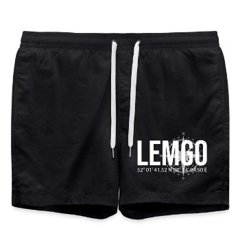 Koordinaten Lemgo - Badeshorts - Schwarz - Vorne - AI Model Male 185 light (185cm)