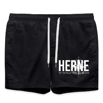 Koordinaten Herne - Badeshorts - Schwarz - Vorne - AI Model Male 185 light (185cm)