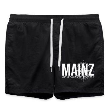 Koordinaten Mainz - Badeshorts - Schwarz - Vorne - AI Model Male 185 light (185cm)