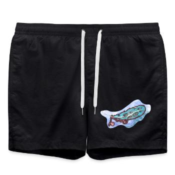 Mystic Blue Feather with Ornaments - Swim Trunks - black - Front - AI Model Male 185 light (185cm)