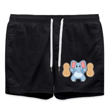 Elephant Bodybuilder Barbell Bodybuilding - Swim Trunks - black - Front - AI Model Male 185 light (185cm)