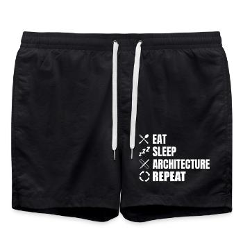 Eat Sleep Architecture Repeat - Swim Trunks - black - Front - AI Model Male 185 light (185cm)