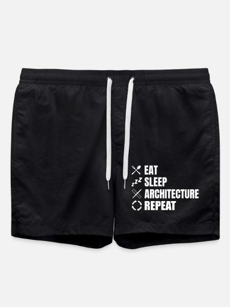 Eat Sleep Architecture Repeat - Swim Trunks - black