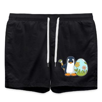 Oeuf de Pâques pingouin - Short de bain - noir - Devant - AI Model Male 185 light (185cm)