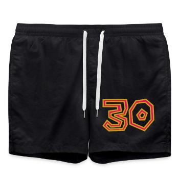 30. 30 JAHRE. 30-JÄHRIGES JUBILÄUM. 30-JÄHRIGES JUBILÄUM. - Badeshorts - Schwarz - Vorne - AI Model Male 185 light (185cm)