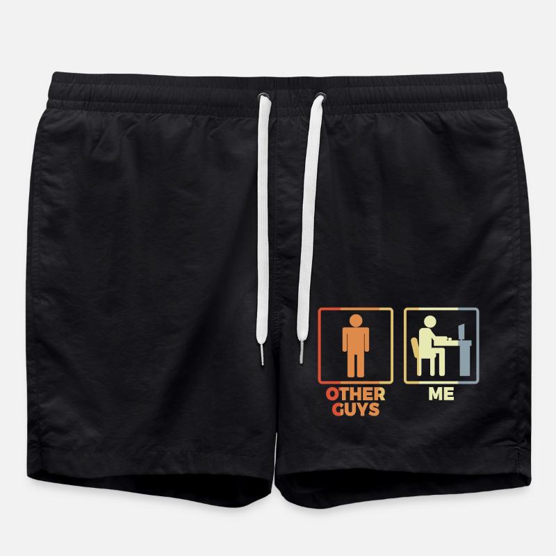 Programmer stick figure - Swim Trunks - black