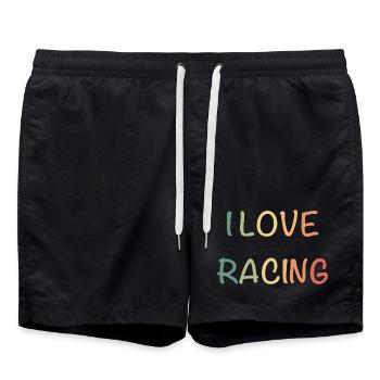 I Love Racing: Pastel Hand Lettering - Swim Trunks - black - Front - AI Model Male 185 light (185cm)