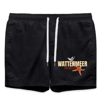 Wattenmeer - Nordsee - Badeshorts - Schwarz - Vorne - AI Model Male 185 light (185cm)