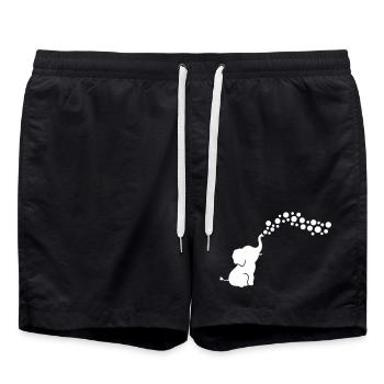 Playful Elephant Blowing Bubbles - Swim Trunks - black - Front - AI Model Male 185 light (185cm)