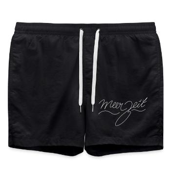 meerzeit Handlettering - Badeshorts - Schwarz - Vorne - AI Model Male 185 light (185cm)
