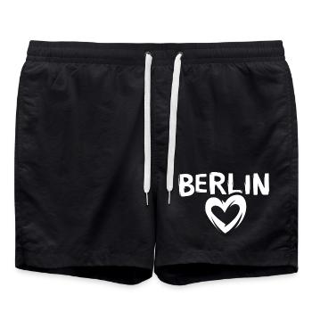 Ich liebe Berlin - Herzsymbol Berliner - Badeshorts - Schwarz - Vorne - AI Model Male 185 light (185cm)