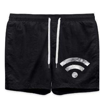 wifi wlan Symbol white MOD - Badeshorts - Schwarz - Vorne - AI Model Male 185 light (185cm)