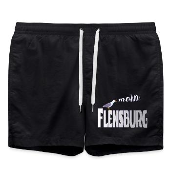 Flensburg Möwe & Moin Design - Badeshorts - Schwarz - Vorne - AI Model Male 185 light (185cm)