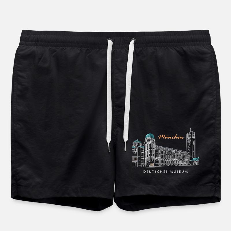 Munich Deutsches Museum Hand Drawing - Swim Trunks - black