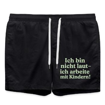 Ich bin nicht laut (salbeigrün) - Badeshorts - Schwarz - Vorne - AI Model Male 185 light (185cm)