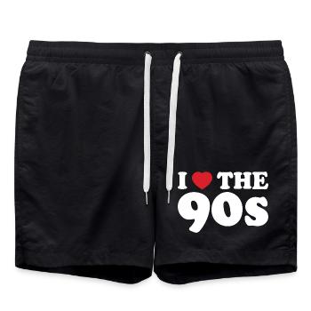 Buntes 90er-Jahre-Retro-Design - Badeshorts - Schwarz - Vorne - AI Model Male 185 light (185cm)