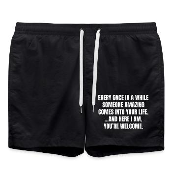every once in a while someone amazing comes - Swim Trunks - black - Front - AI Model Male 185 light (185cm)