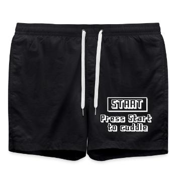 Press Start to Cuddle - Swim Trunks - black - Front - AI Model Male 185 light (185cm)