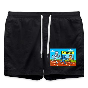 KI Rennen Laufen Cartoon Design - Badeshorts - Schwarz - Vorne - AI Model Male 185 light (185cm)