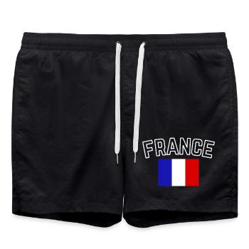 France – French Flag - Swim Trunks - black - Front - AI Model Male 185 light (185cm)