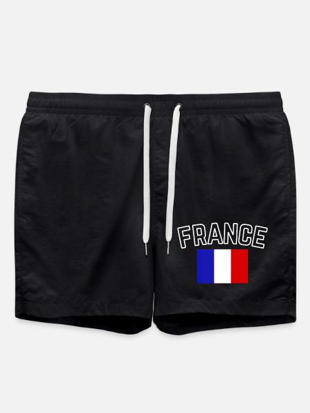 France – French Flag - Swim Trunks - black