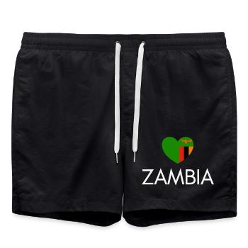 Herz mit sambischer Flagge, ich liebe Sambia - Badeshorts - Schwarz - Vorne - AI Model Male 185 light (185cm)