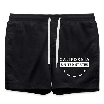 California Stamp USA Vintage Circle - Swim Trunks - black - Front - AI Model Male 185 light (185cm)