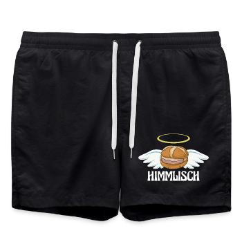 Heavenly Bavarian Leberkassemmel with wings - Swim Trunks - black - Front - AI Model Male 185 light (185cm)