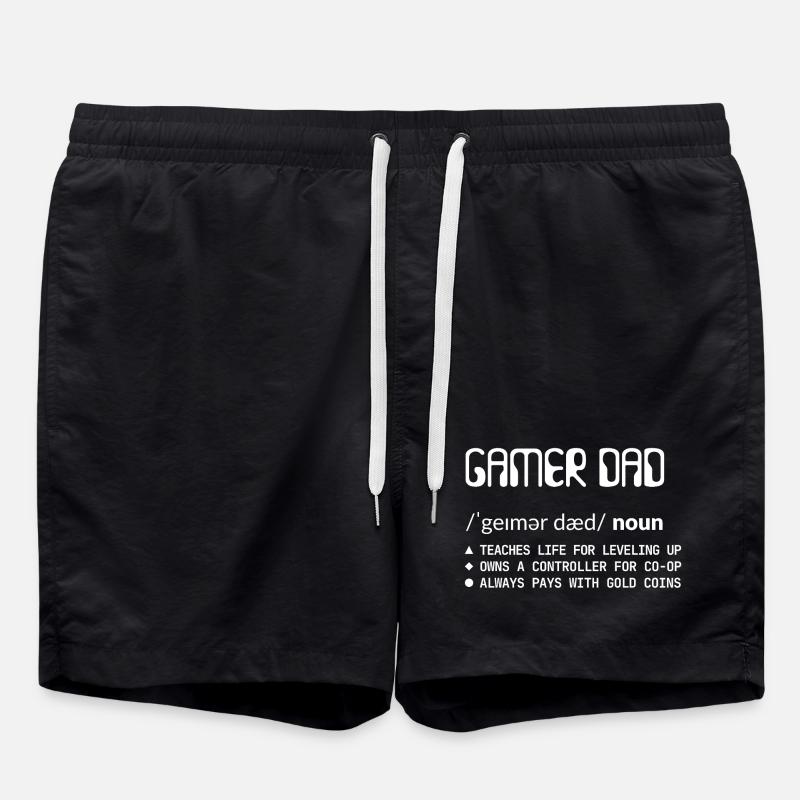 Gamer Dad - Consoles Papa White - Swim Trunks - black