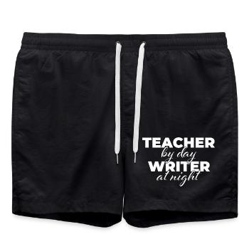 Enseignant le jour, écrivain la nuit - Short de bain - noir - Devant - AI Model Male 185 light (185cm)