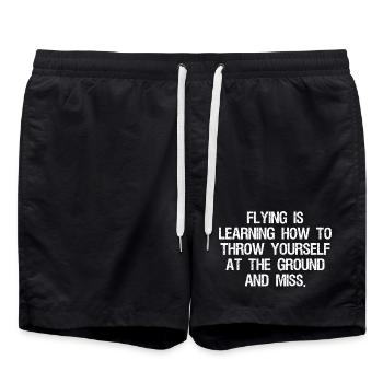 flying is learning how to throw yourself at the - Short de bain - noir - Devant - AI Model Male 185 light (185cm)