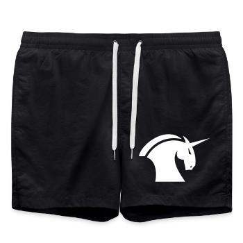 Einhorn Stilisiert – Magisches Fabelwesen Look - Badeshorts - Schwarz - Vorne - AI Model Male 185 light (185cm)