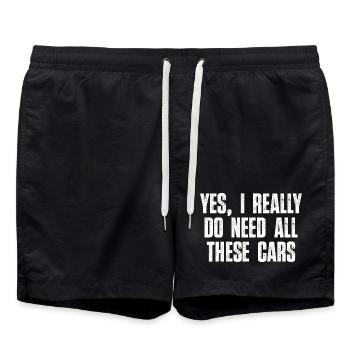 Ja, ich brauche wirklich all diesen Auto-Typen-Humor - Badeshorts - Schwarz - Vorne - AI Model Male 185 light (185cm)