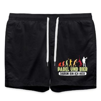 Jeu de padel PADEL ET BIÈRE, C’EST POUR ÇA QUE JE SUIS LÀ - Short de bain - noir - Devant - AI Model Male 185 light (185cm)
