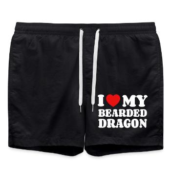 I Love My Bearded Dragon Bearded Dragon Bearded Dragon Owner - Swim Trunks - black - Front - AI Model Male 185 light (185cm)