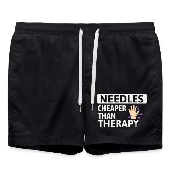 Needles Cheaper Than Therapy Acupuncturist  - Swim Trunks - black - Front - AI Model Male 185 light (185cm)