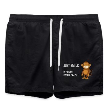 Souris juste, ça rend les gens fous Singe souriant - Short de bain - noir - Devant - AI Model Male 185 light (185cm)
