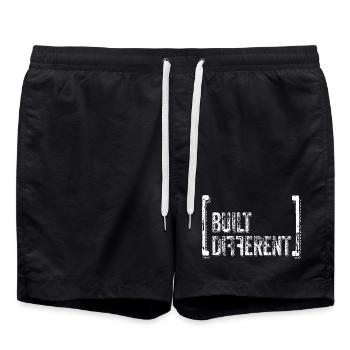 Built Different Distressed Quote - Swim Trunks - black - Front - AI Model Male 185 light (185cm)
