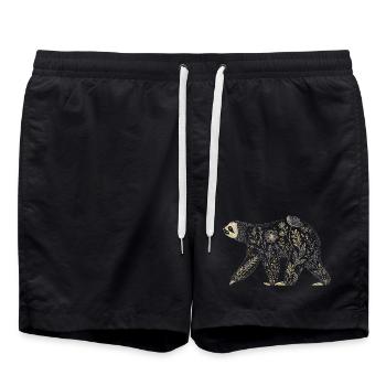 Faultier Silhouette mit floralen Linien - Badeshorts - Schwarz - Vorne - AI Model Male 185 light (185cm)