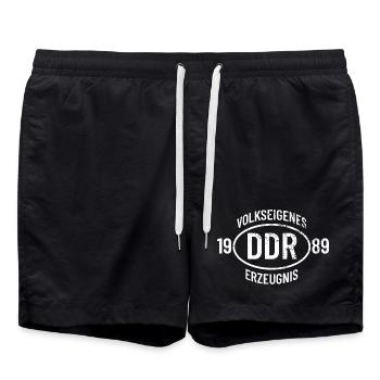 DDR Geburtstags Shirt, Hoodie, Tasse Jahrgang 1989 - Badeshorts - Schwarz - Vorne - AI Model Male 185 light (185cm)