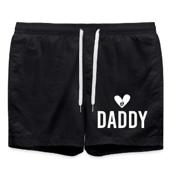 Heart Footprint Daddy Motif - Swim Trunks - black - Front - AI Model Male 185 light (185cm)
