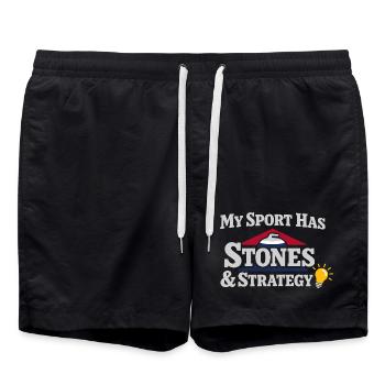 Curling Funny Sweep Hard Broom Cardio - Swim Trunks - black - Front - AI Model Male 185 light (185cm)