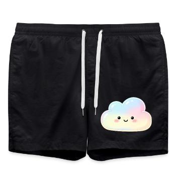 Pastel Cloud with Cute Face Sleep Cloud - Swim Trunks - black - Front - AI Model Male 185 light (185cm)