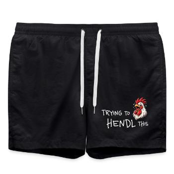 J’essaie de comprendre ça – Drôle de diction de poulet - Short de bain - noir - Devant - AI Model Male 185 light (185cm)