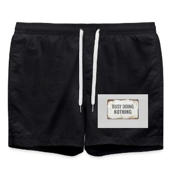 Busy Doing Nothing – Ironisches Statement Poster - Badeshorts - Schwarz - Vorne - AI Model Male 185 light (185cm)